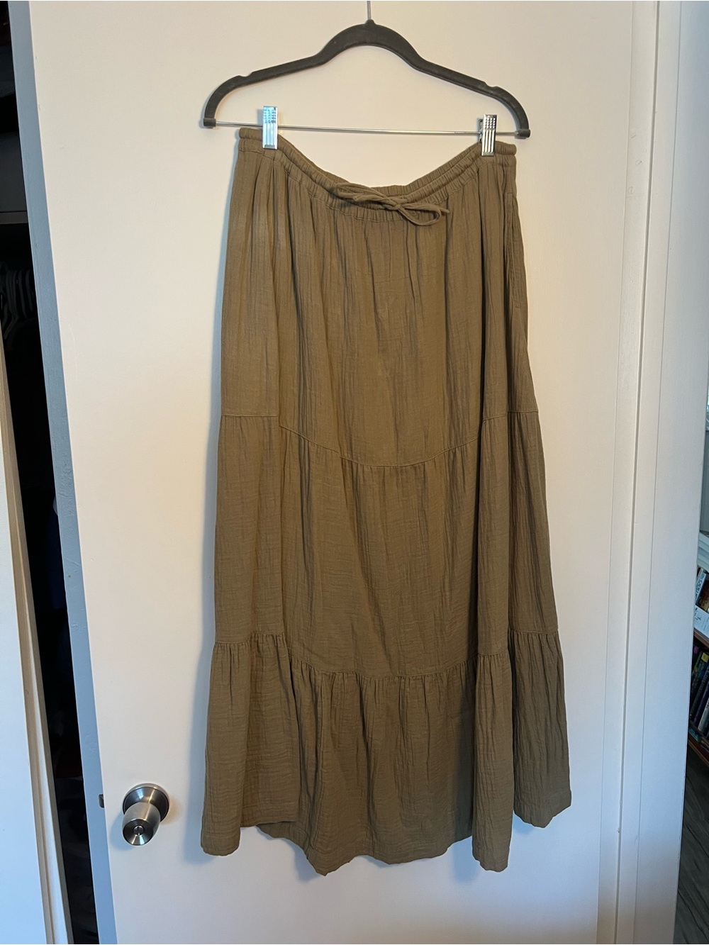 Pact Organic Coastal Double Gauze Maxi Skirt in Olive